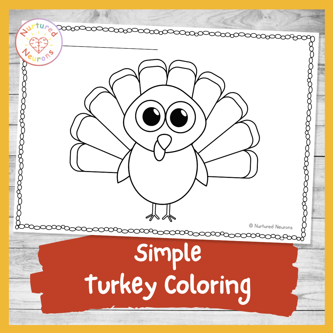 printable Kindergarten turkey coloring sheet for kids - cute farmyard coloring page pdf